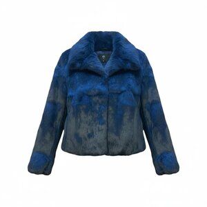 Short coat in genuine black rabbit fur (women's)